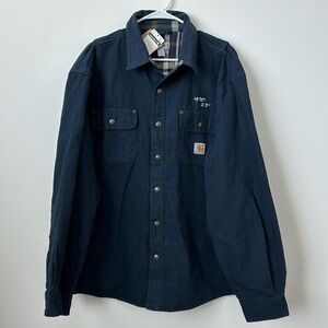 Carhartt Navy Blue Shirt Jacket Men’s Workwear Overshirt Plaid Lined